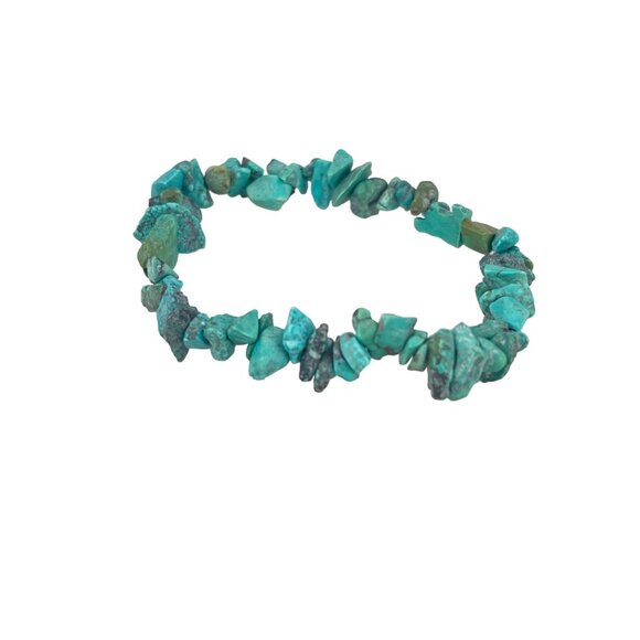Turquoise Chip Stone Stretch Bracelet Natural Gemstone Beads Bohemian Jewelry Fo - Picture 4 of 6